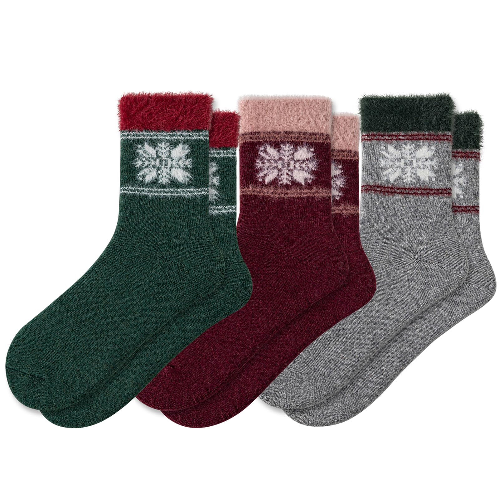 seagallery Merino Wool Socks Hiking Socks For Women Outdoor Crew Socks Thick Warm Winter Cushion Thermal Socks 3Pairs
