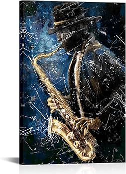 Amazon｜Saypeacher 抽象ジャズミュージシャン フレーム入りキャンバス