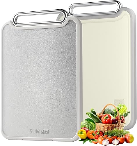 Stainless Steel Cutting Board for Kitchen, 2-in-1 Double-Sided Chopping Board, Food Grade Stainless Steel/PP, Easy to Clean, Large Size, Non-Slip,