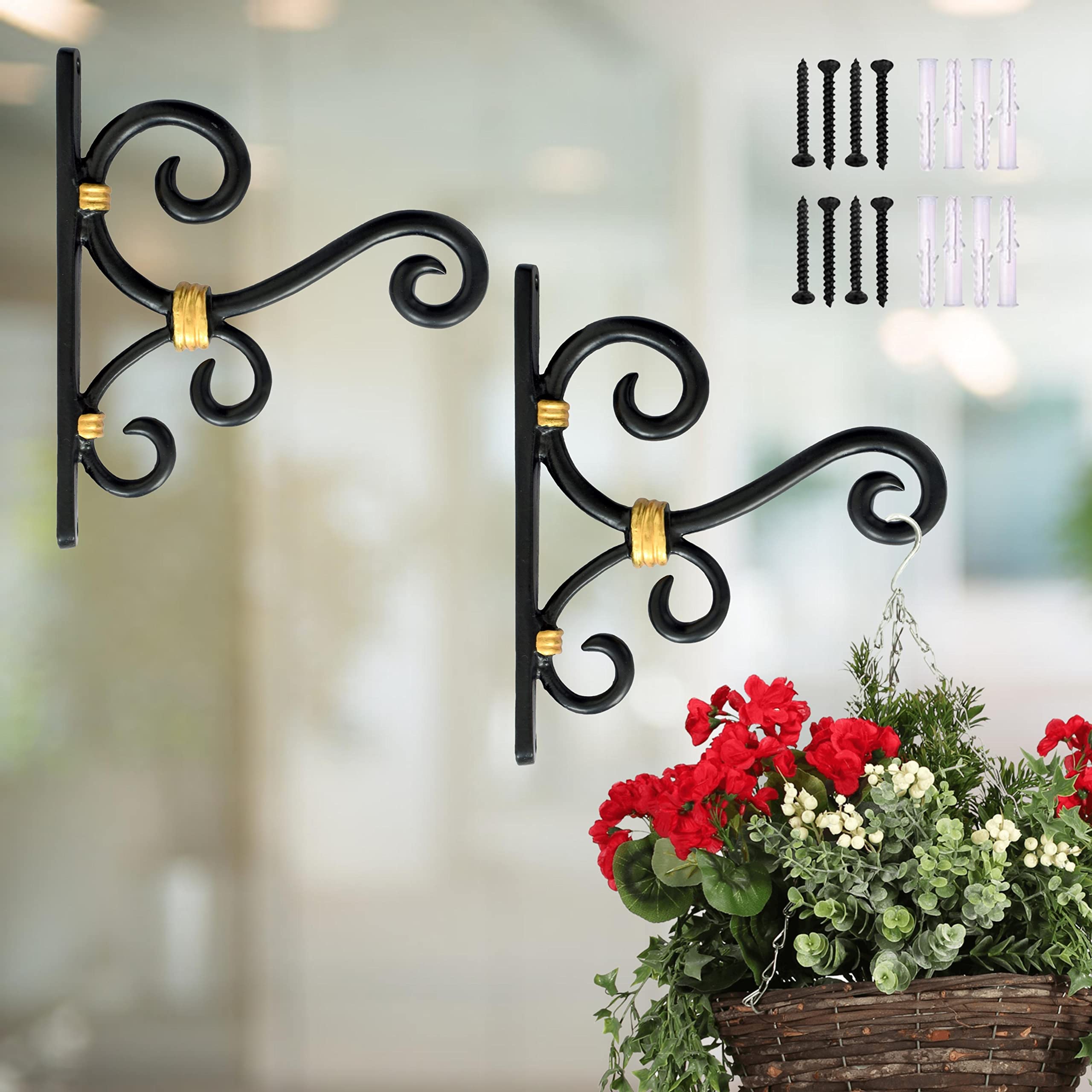 ecofynd 2 Pack Metal Wall Hook Hanging Plant Bracket | Decorative Straight Plant Hanger for Pots, Bird Feeders, Planters, Lanterns, Cotton, Wind Chimes Indoor Outdoor, Black (Pack of 2) (B08WLZJ5ZN) Amazon Price History, Amazon Price Tracker