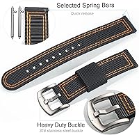 Vista 5 de torbollo Correas de reloj de liberación rápida, correa de reloj dura de 0.709 in para muñeca grande, correa de nailon de calidad y hebilla cepillada