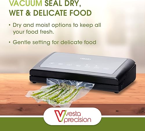 Miniatura 4 de Sellador al vacío de Vesta Precision - Vac n Seal Elite con bolsas y rollos de sellado al vacío de inicio extiende la frescura de los alimentos modo