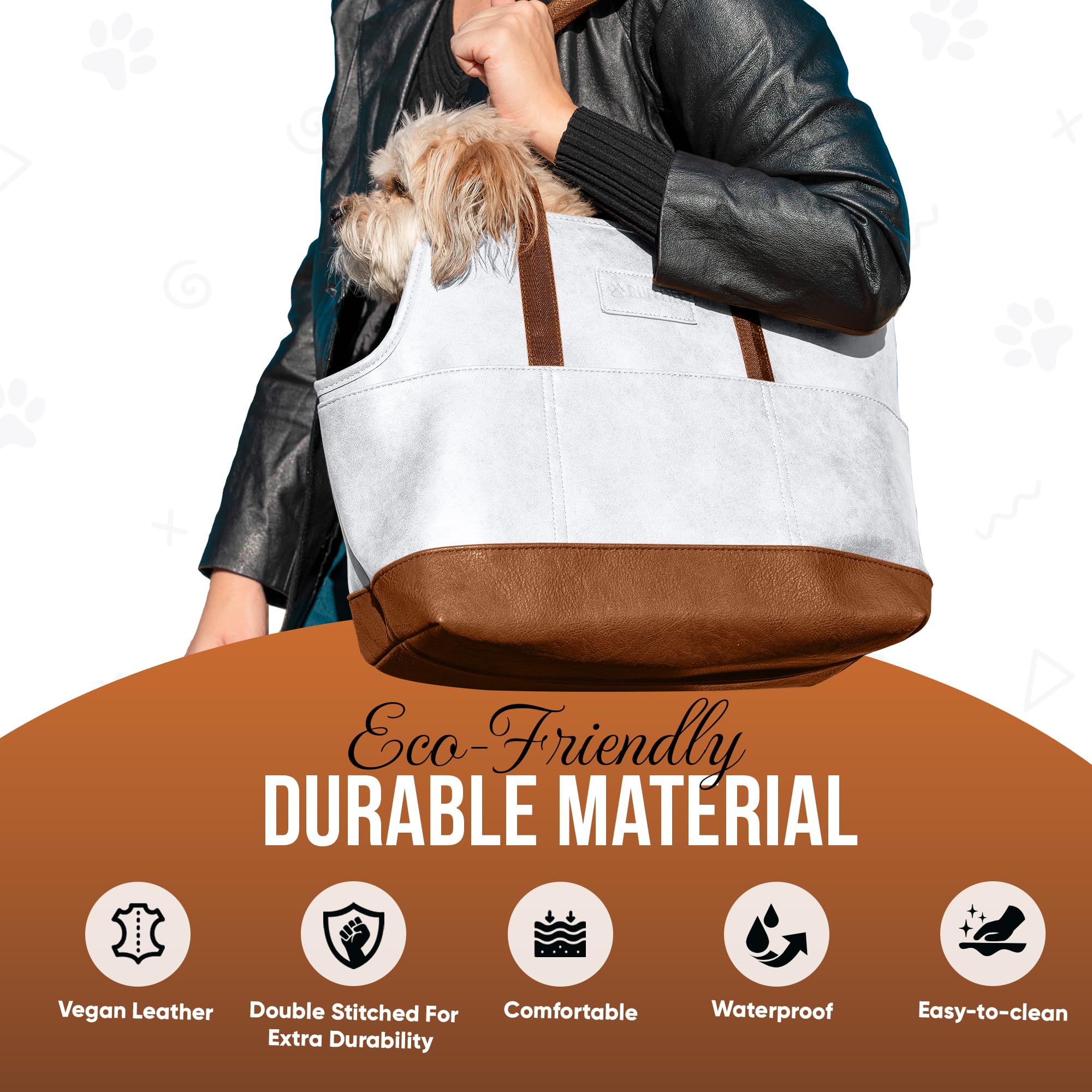 NoblePup Luxury Dog Purse Carrier - White Faux Leather Pet Carrier