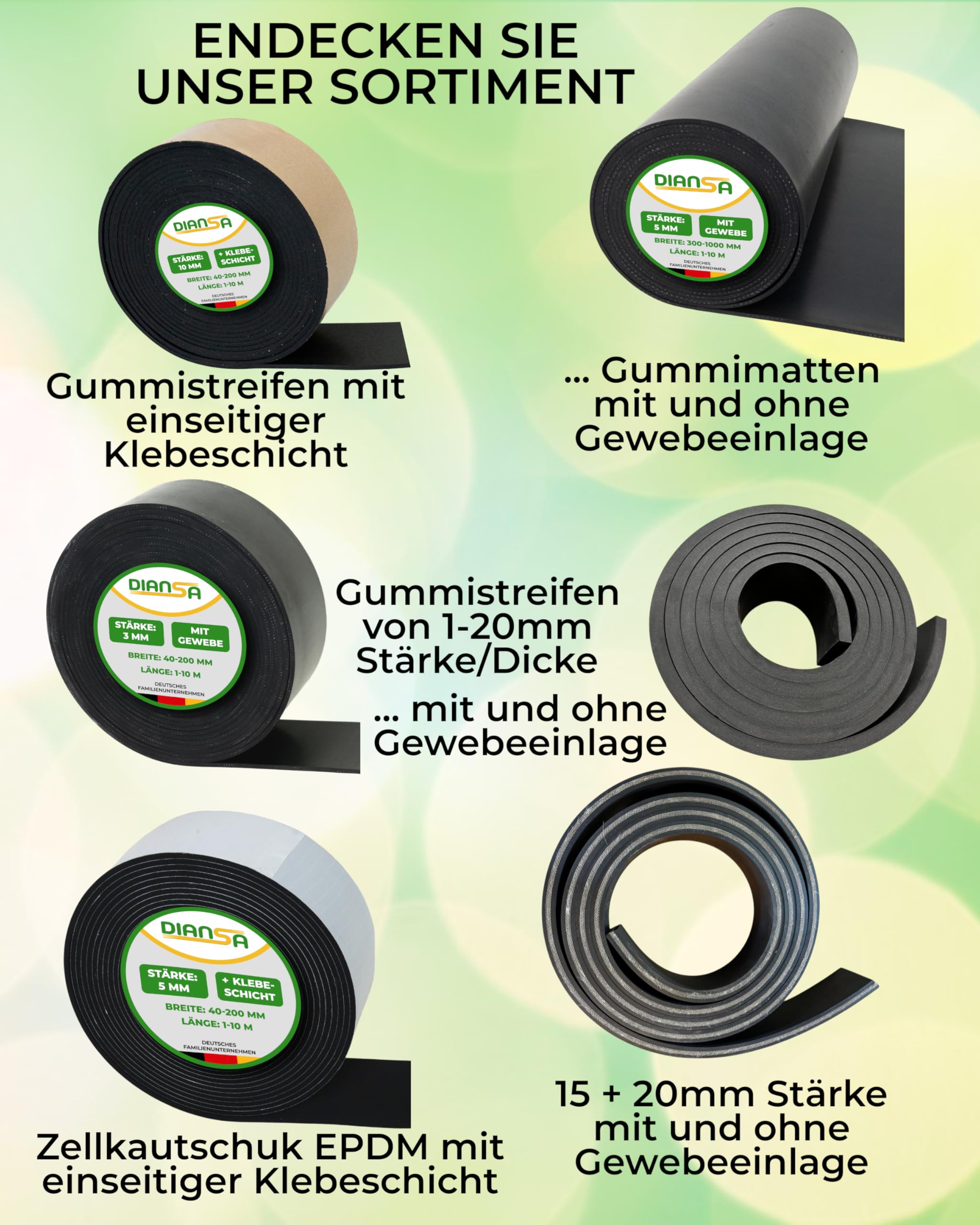 Moosgummi mit Klebeschicht 10mm dick 4-20cm breit von 1 bis 10m Länge EPDM Bodenbelag Zellkautschuk Gummidichtung (BxD 15cmx10mm, 9m)