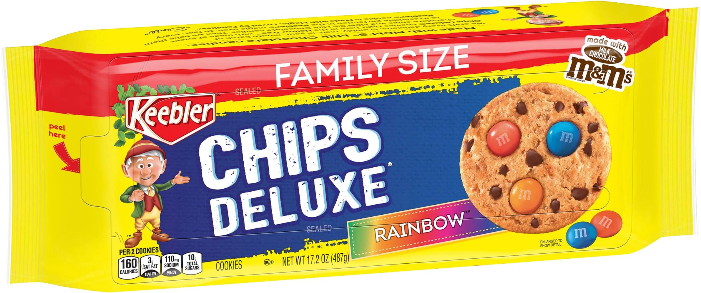Keebler Chips Deluxe, Cookies, Rainbow, with M&M's Chocolate Candies, 17.2 oz