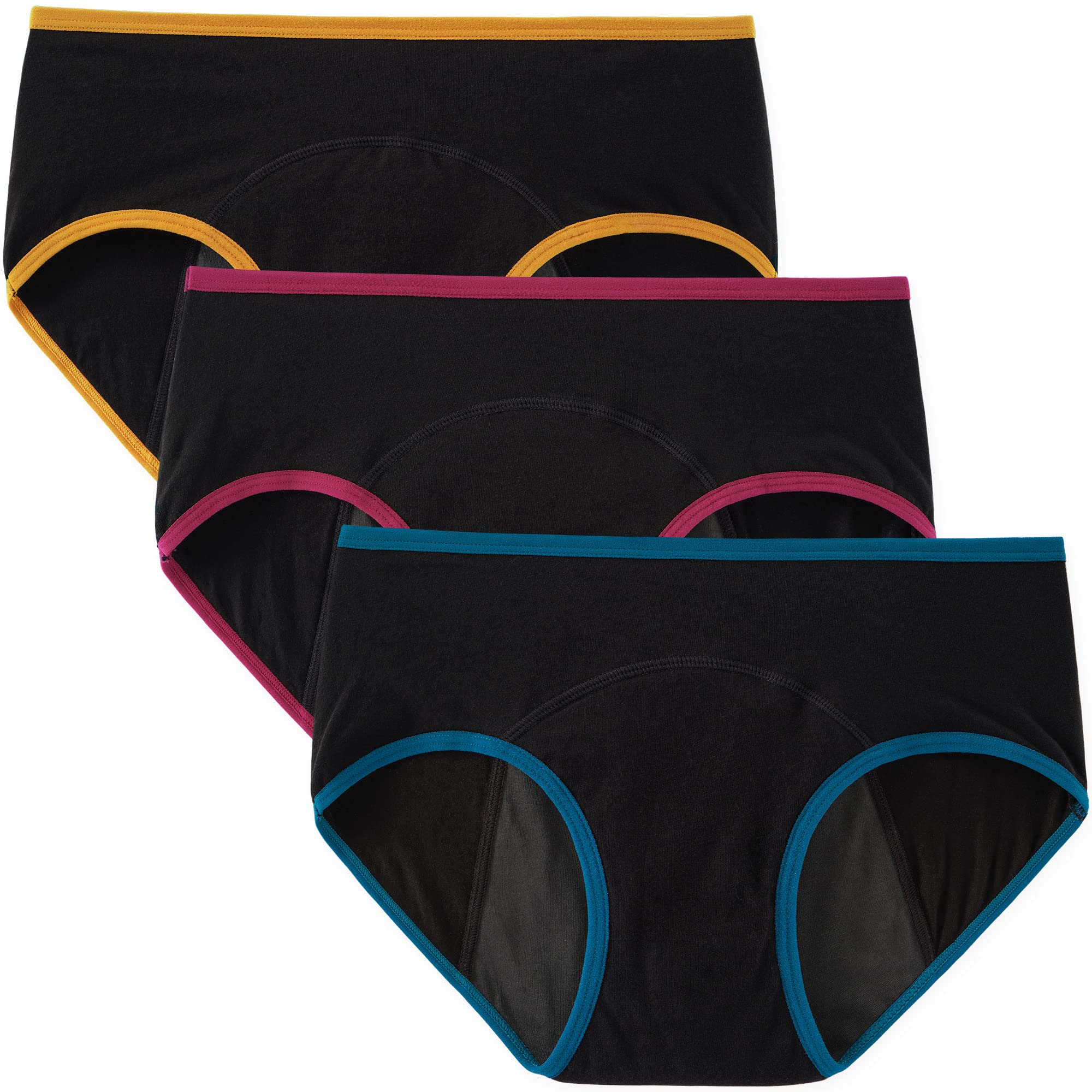 INNERSY Women's Hipster Period Underwear Postpartum Teens Menstrual Panties 3-Pack