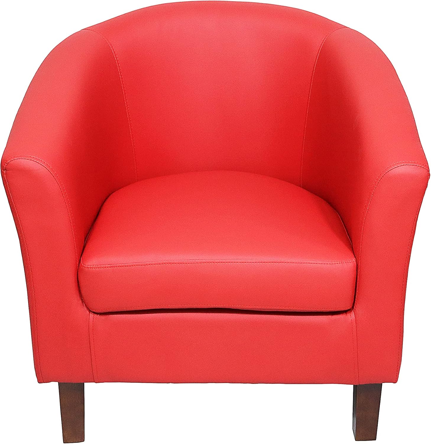 Comfy Living Faux Leather Tub Chair In Black, Brown, Cream or Red (Red