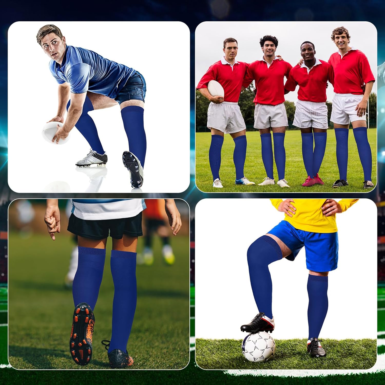 Hicarer 6 Pairs High Baseball Socks over Knee Football Softball Sock Youth Combo Long Sport Men Tube Socks Women - Image 4