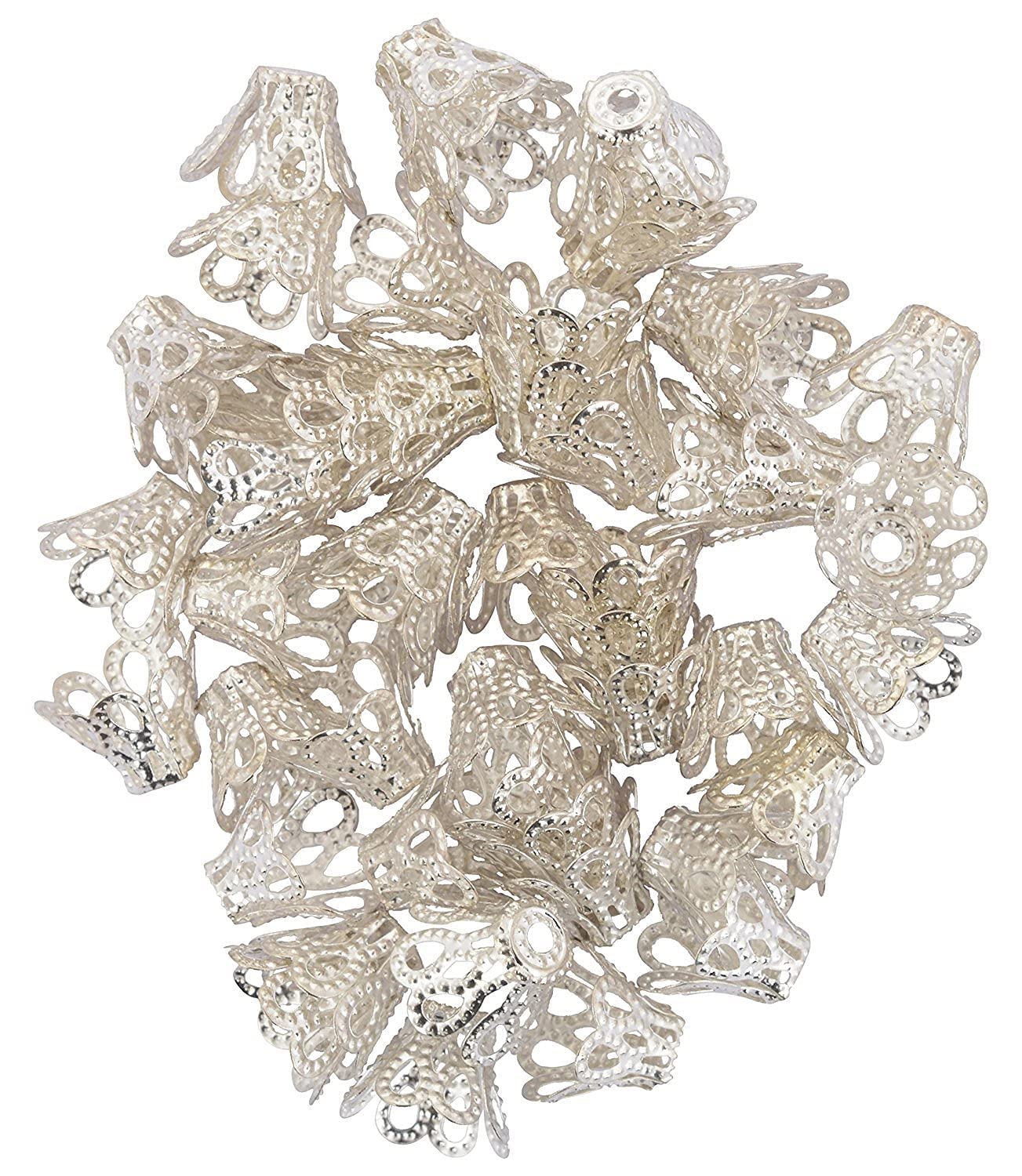 750 pcs 15 Styles Bead Caps Flower Spacer End Caps, Hollow Flower Beads Caps Gold Metal Spacer Beads Caps for Bracelet Earrring Necklace DIY Jewelry Making Crafts Supplies