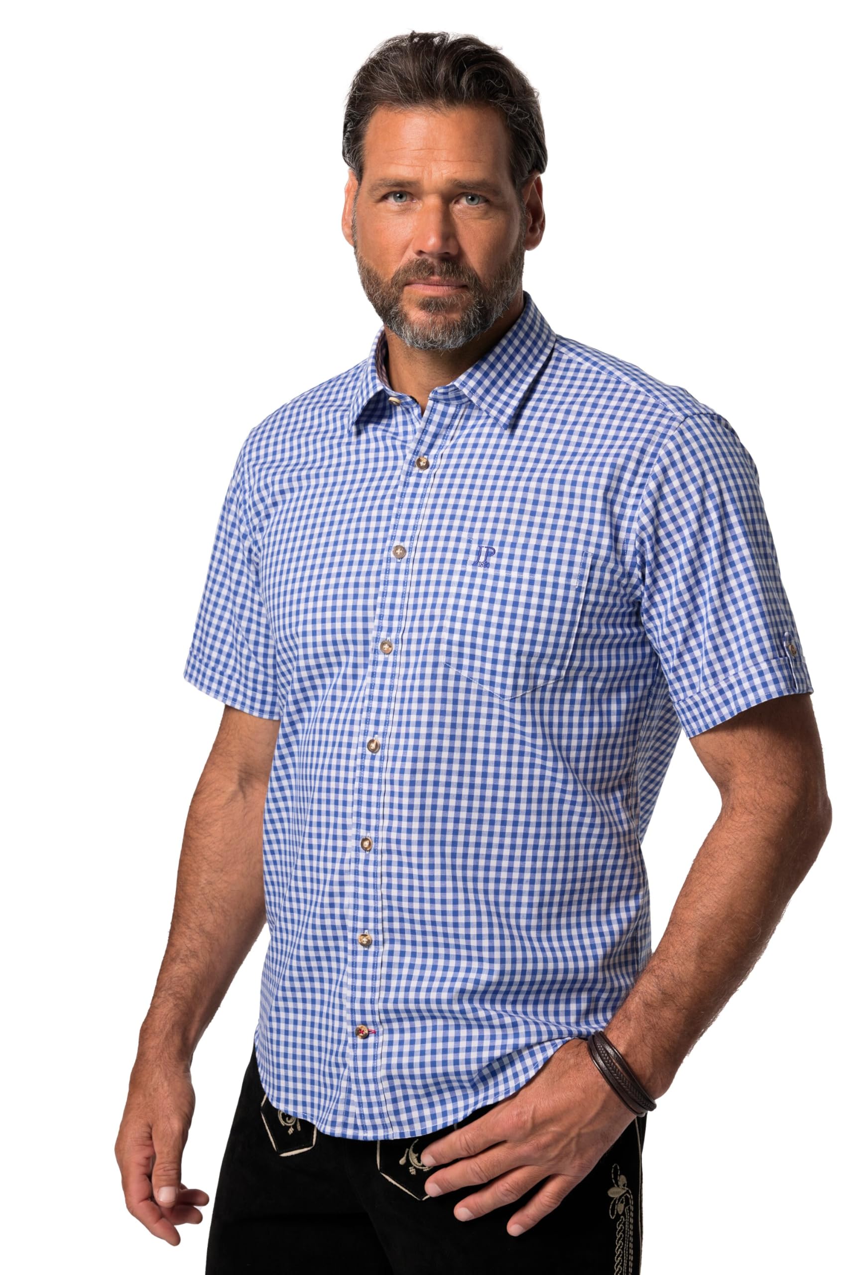 JP 1880 Herren große Größen Übergrößen Menswear L-8XL Karohemd, Tracht, Langarm, Buttondown-Kragen, Modern Fit 748509