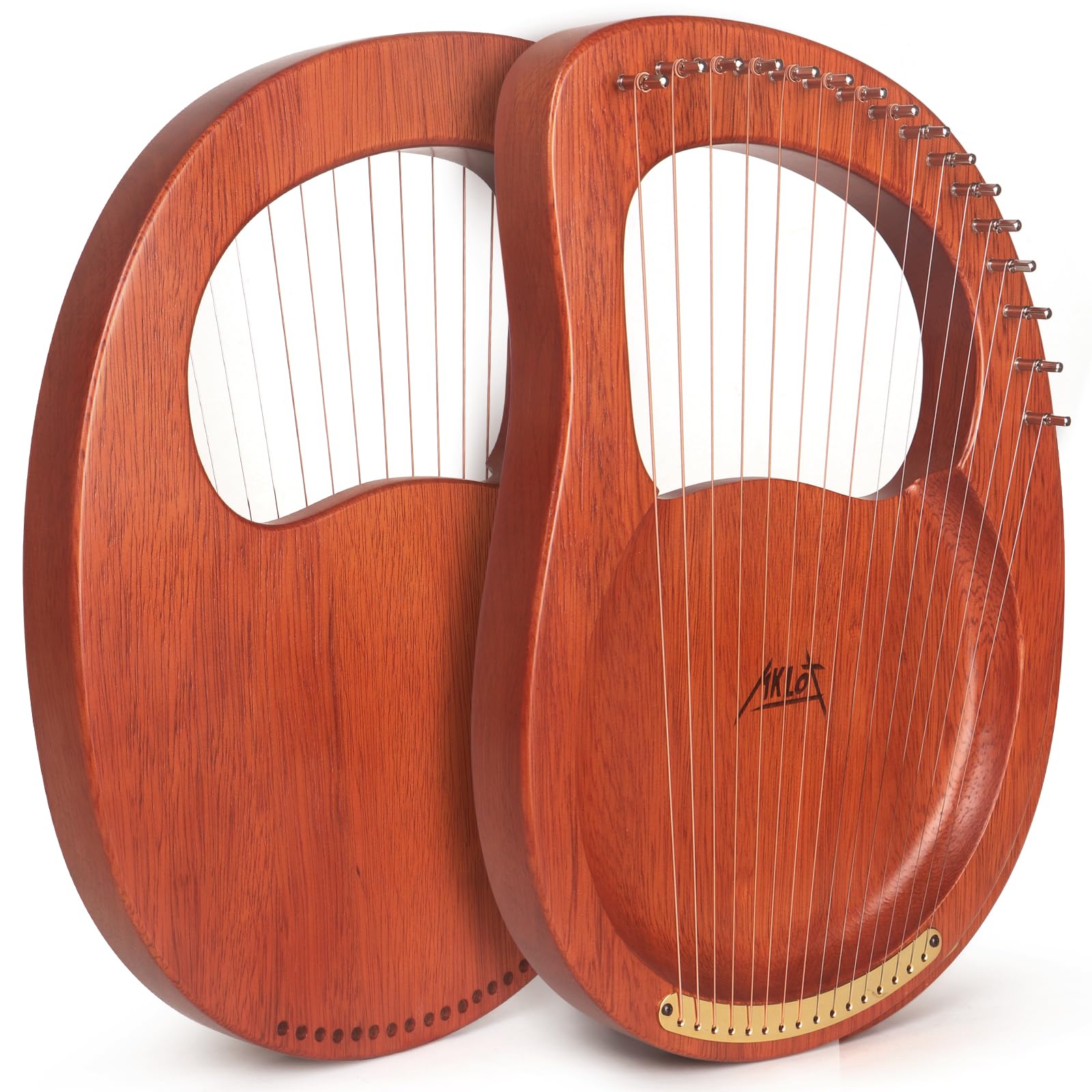 AKLOT Lyre Harpe 16 cordes métalliques en acajou avec clé à accorder, Ramassage,sac de transport noir