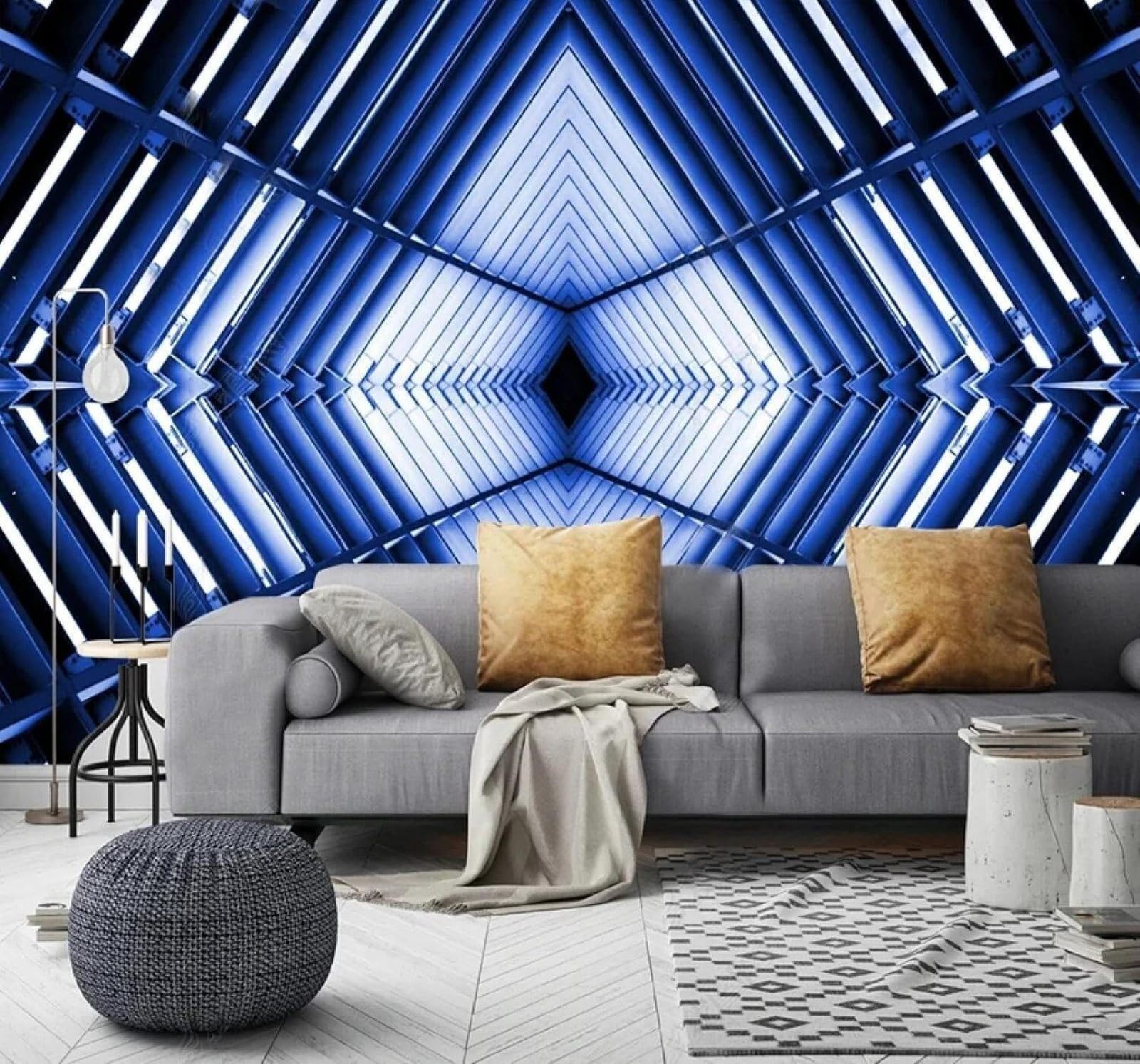Tzxztt Abstract Three Dimensional Tunnel Expanding Space Technology Modern 3D Wallpaper Premium Textured Silk Neutral Tones Material Ideal for Living Room Bedroom-430cm×300cm