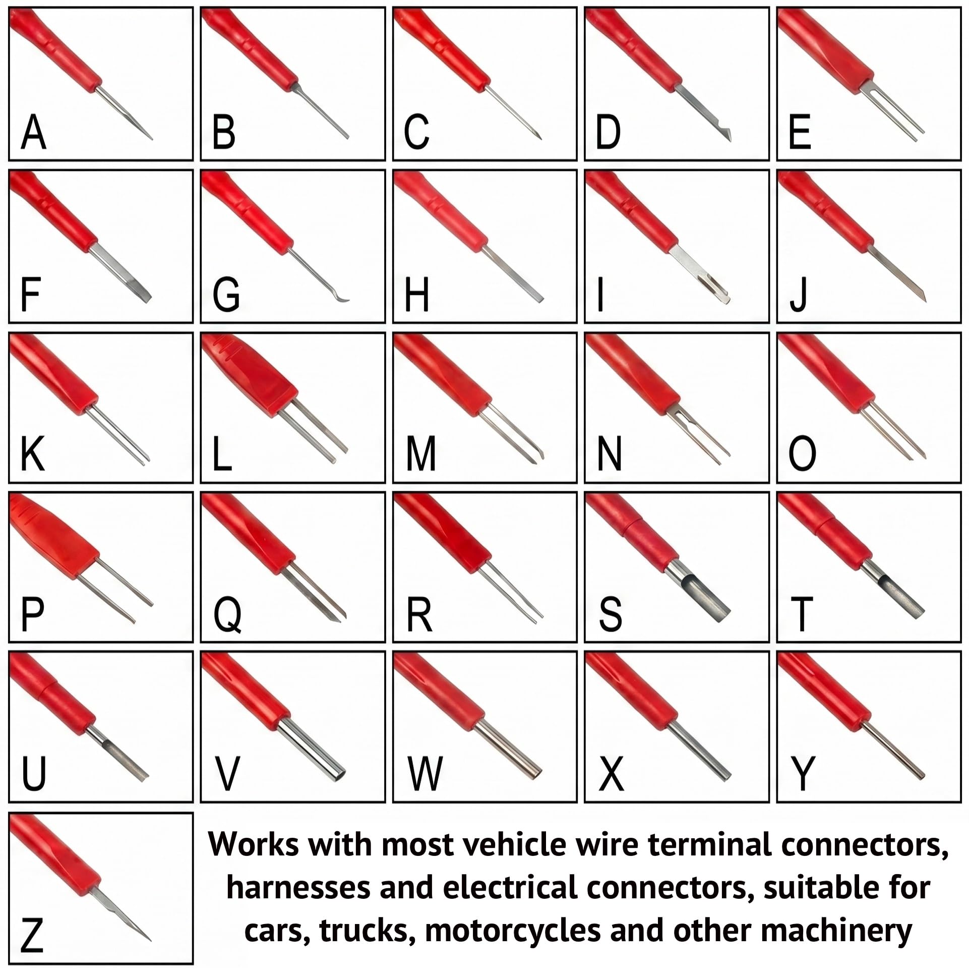 RQG Kit de herramientas de extracción de terminales, 26 piezas, kit de herramientas de extracción de pines eléctricos, universal para reemplazar y liberar conectores de arnés de cables automotrices de