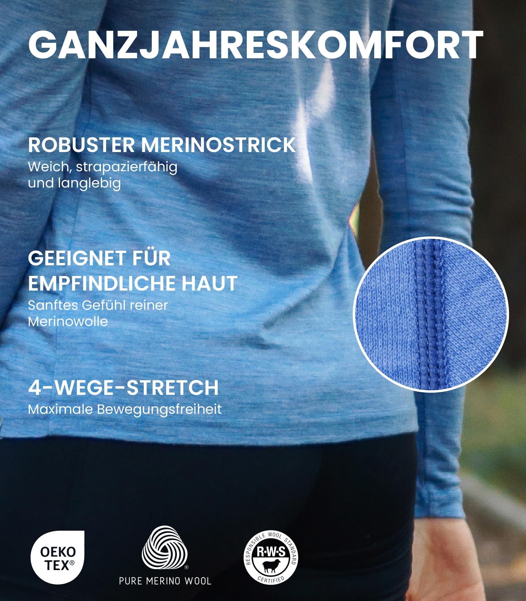 Merino.tech 100% Merino Unterwäsche Damen Set - Leicht, Mittelgewicht, Funktionsunterwäsche Merinowolle, Langarm Shirt und Hose + Wandersocken aus Merinowolle