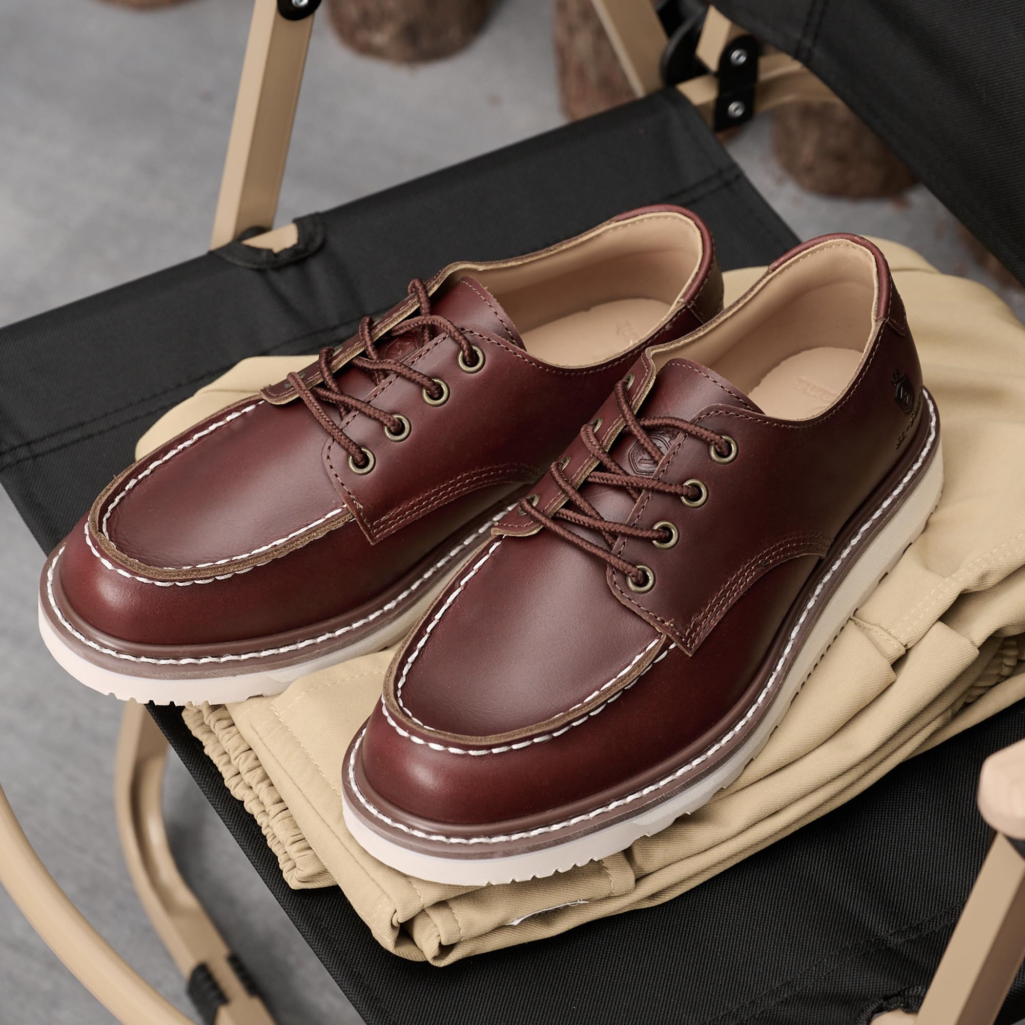 Chaussures en cuir de vache pour hommes, souples et élégantes, à bout moc, classiques et soudées Goodyear