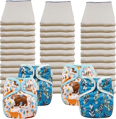 Miniatura 5 de OsoCozy Paquete de pañales de tela preplegados económicos: 3 docenas de pañales preplegados 100% algodón sin blanquear y 4 fundas de pañales de