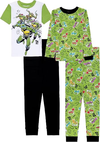 Nickelodeon Lot de 4 Pyjama, Doux et Mignon pour Enfants, TMNT Dudes, Lot de 4, 