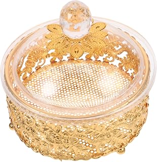 Vintage Candy Box Decorative Box Set for Xmas Halloween Season | Aluminum Alloy Acrylic Build, Carved Golden Retro Style, for Toys and Small Clothing Accessories