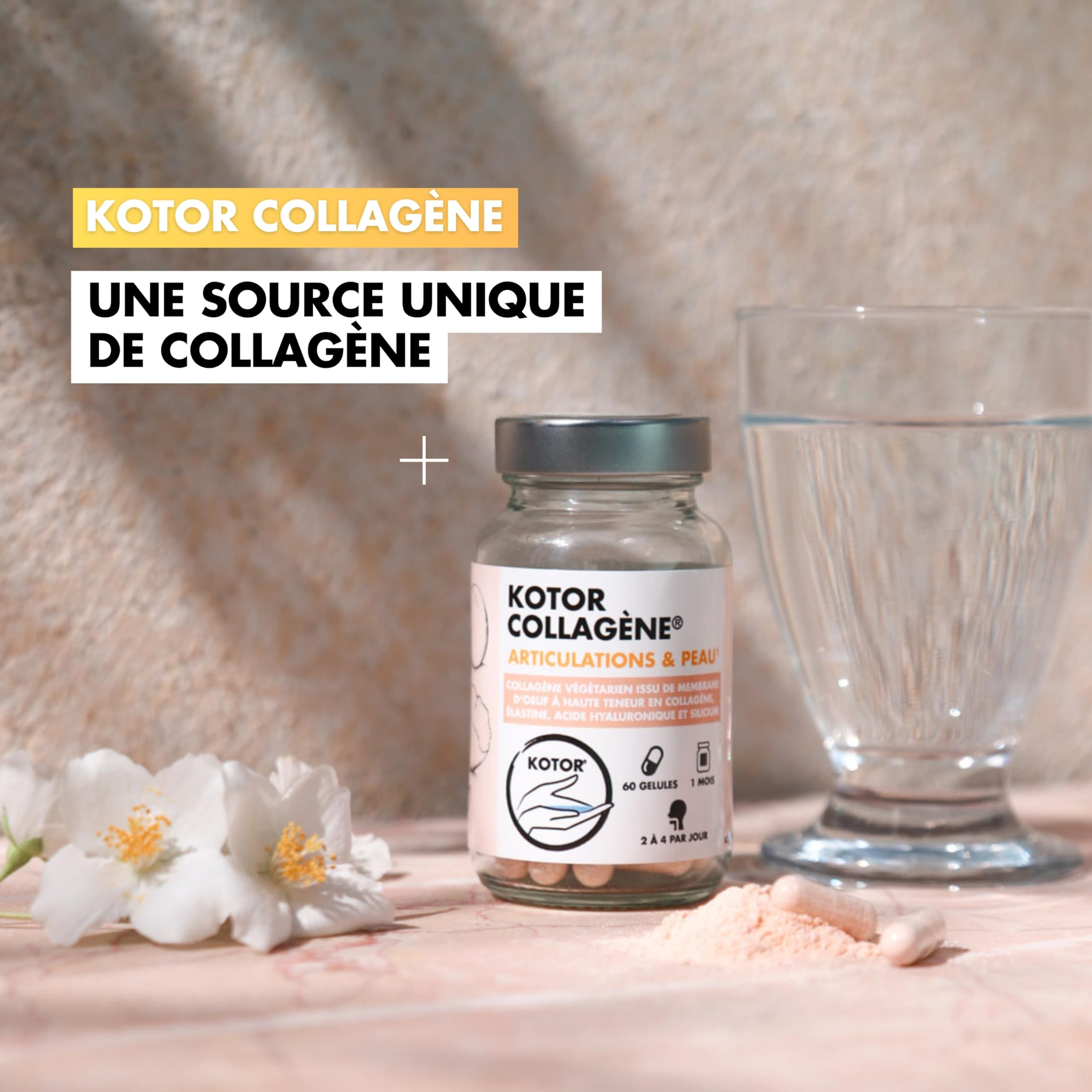 COLLAGÈNE FRANÇAIS & NATUREL | Membrane d’Œuf riche en Collagène type I, V, X + Acide Hyaluronique, Élastine, Silicium et Vitamine C | Peau, Articulations, Cheveux & Ongles | 60 Gélules | 1 Mois