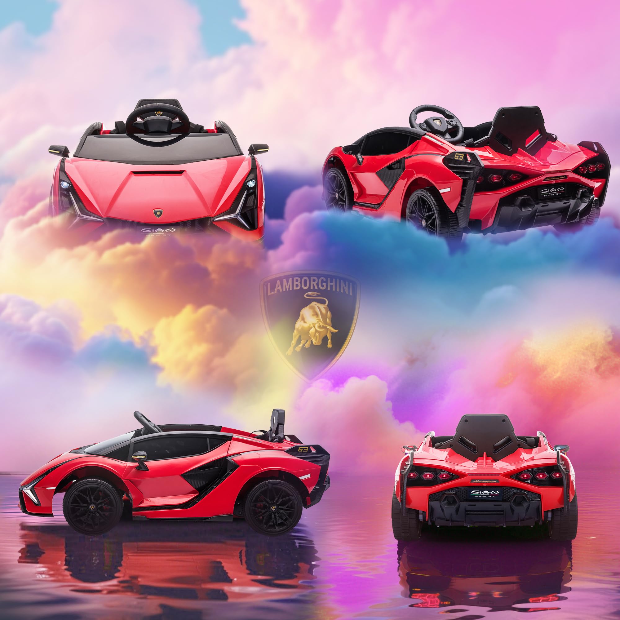HOMCOM Kinder Elektroauto 12V Kinderauto mit 2,4 G Fernbedienung, 2 Motor, Kinderfahrzeug mit Hupe, LED, Musik, Elektrofahrzeug für 3-5 Jahre Kinder, Rot