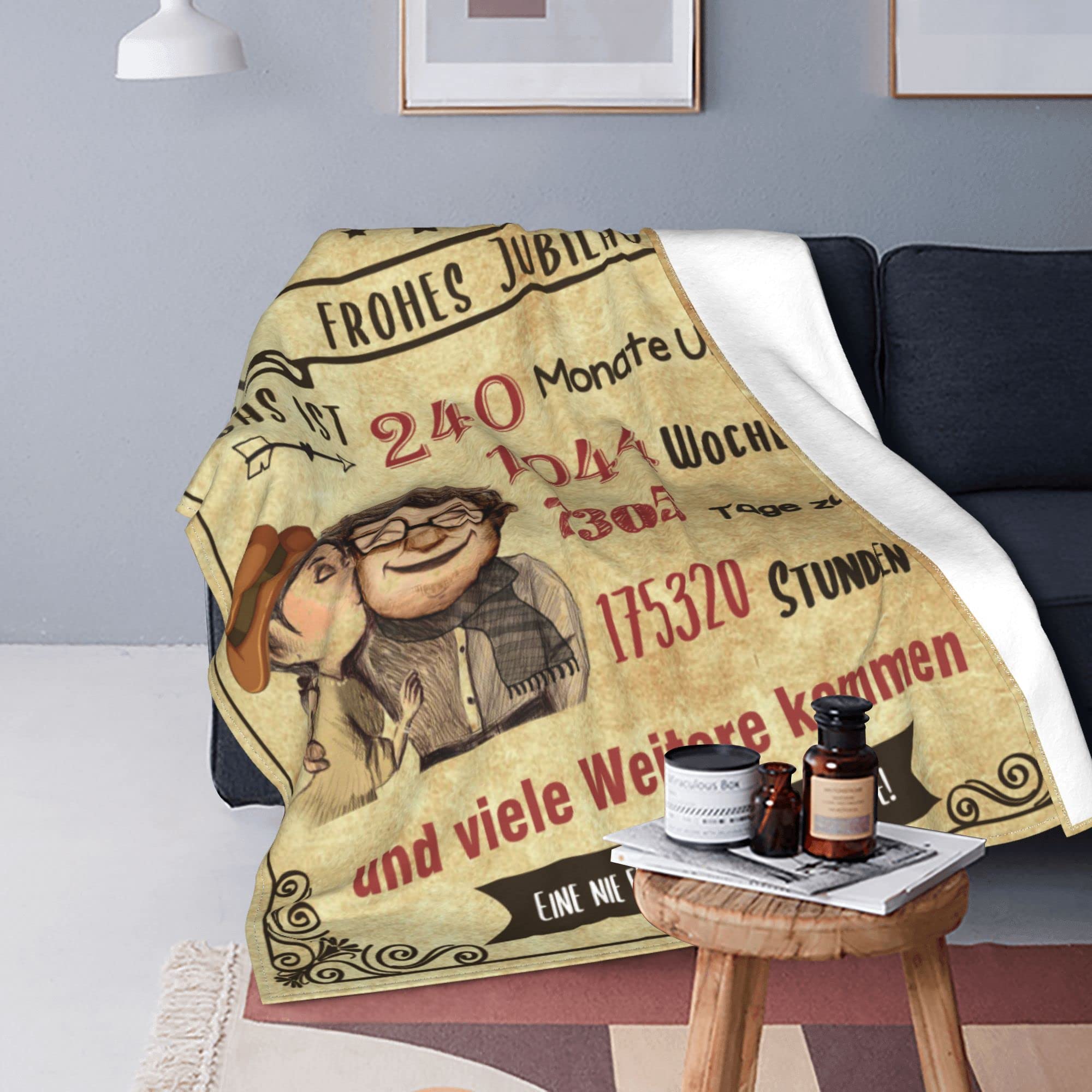 Decke Zum 20. Hochzeitstag – Rotgoldener Überwurf, Geschenk Für Ehefrau/Mama, 152x203 Cm, Weiches Flanell