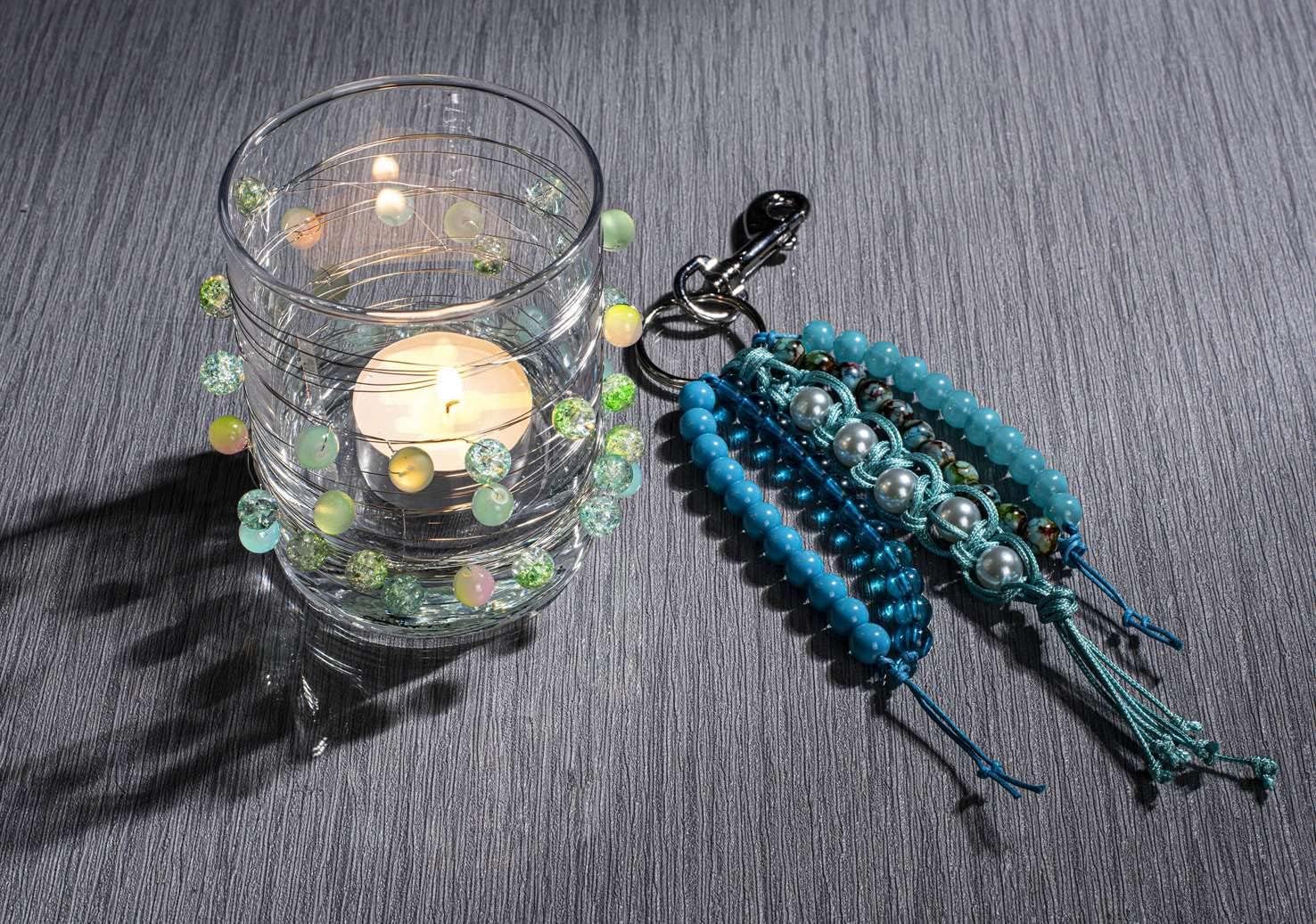 GLOREX 6 1630 343 Glass Beads Jewellery Set in Storage Box, Turquoise and Green Assorted, Ideal for Designing Jewellery, Bracelets, Necklaces, Accessories or as Decoration