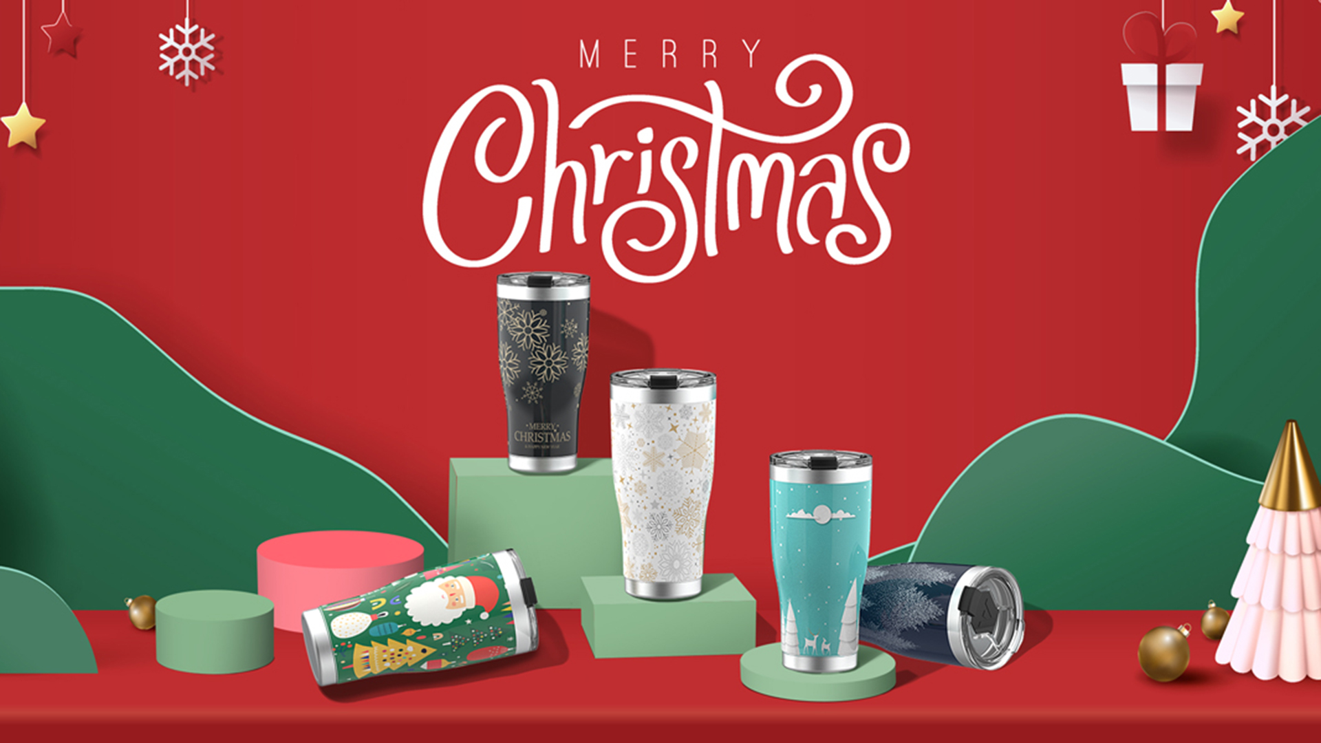 Amazon.com: HAUSHOF 20oz Christmas Tumbler, Stainless Steel and