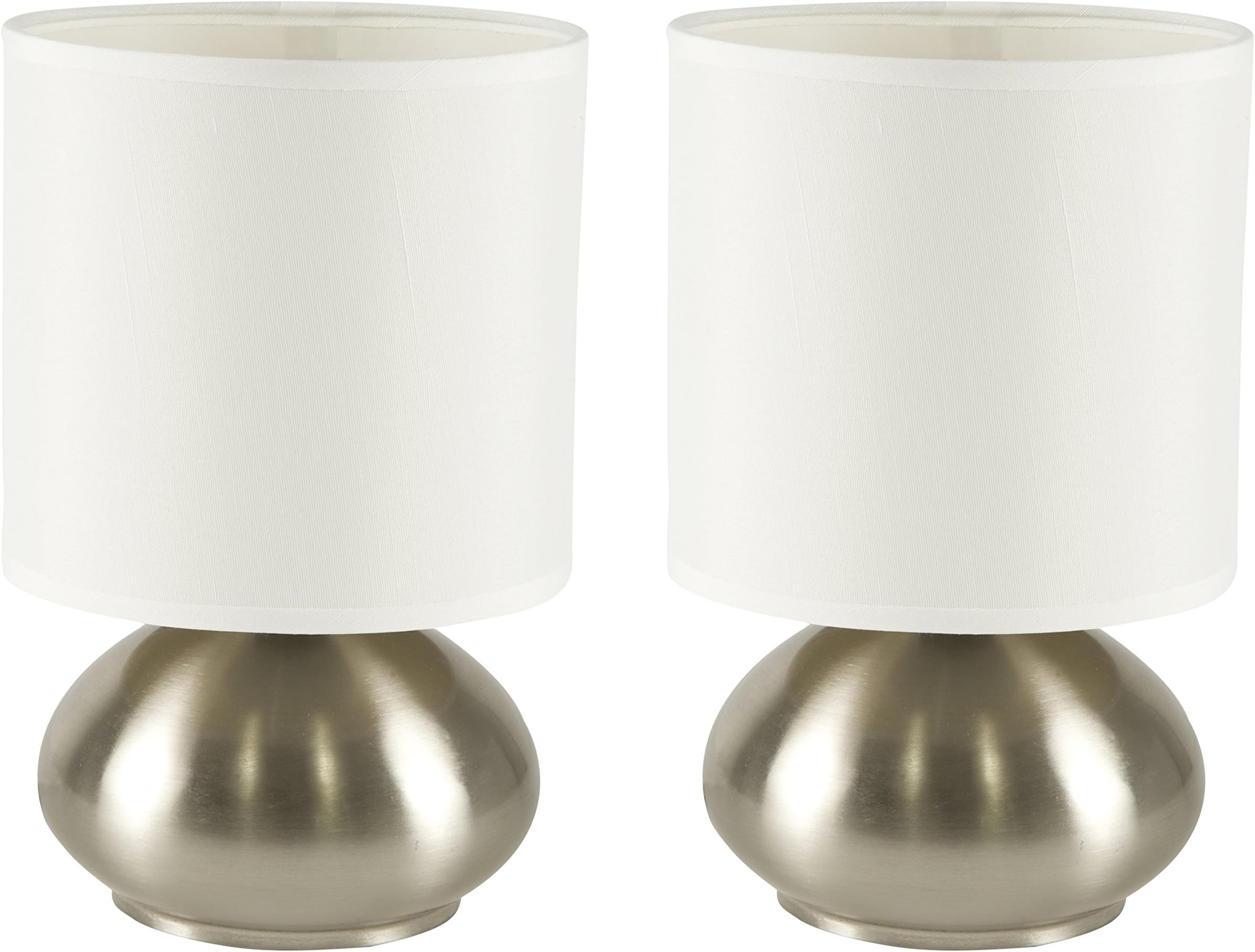 LIGHTACCENTS Bedroom Table Lamp with On/Off Touch Sensor 2-Pack (Brushed Nickel)