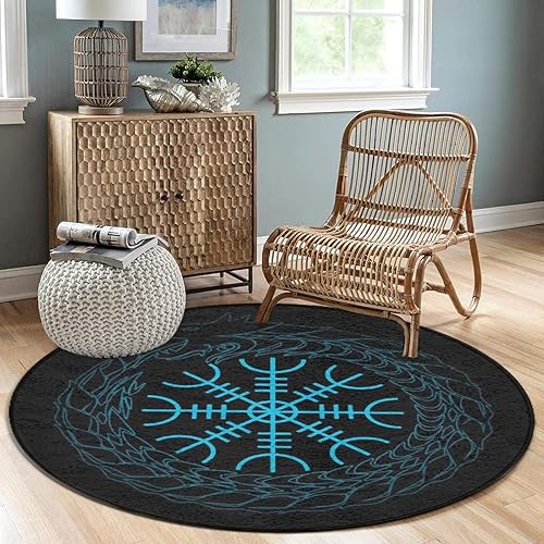Miniatura 9 de Galaxy Baphomet - Alfombra redonda con diseño de cabeza de cabra satánica para dormitorio, sala de estar, hogar, cocina, tapete de espuma