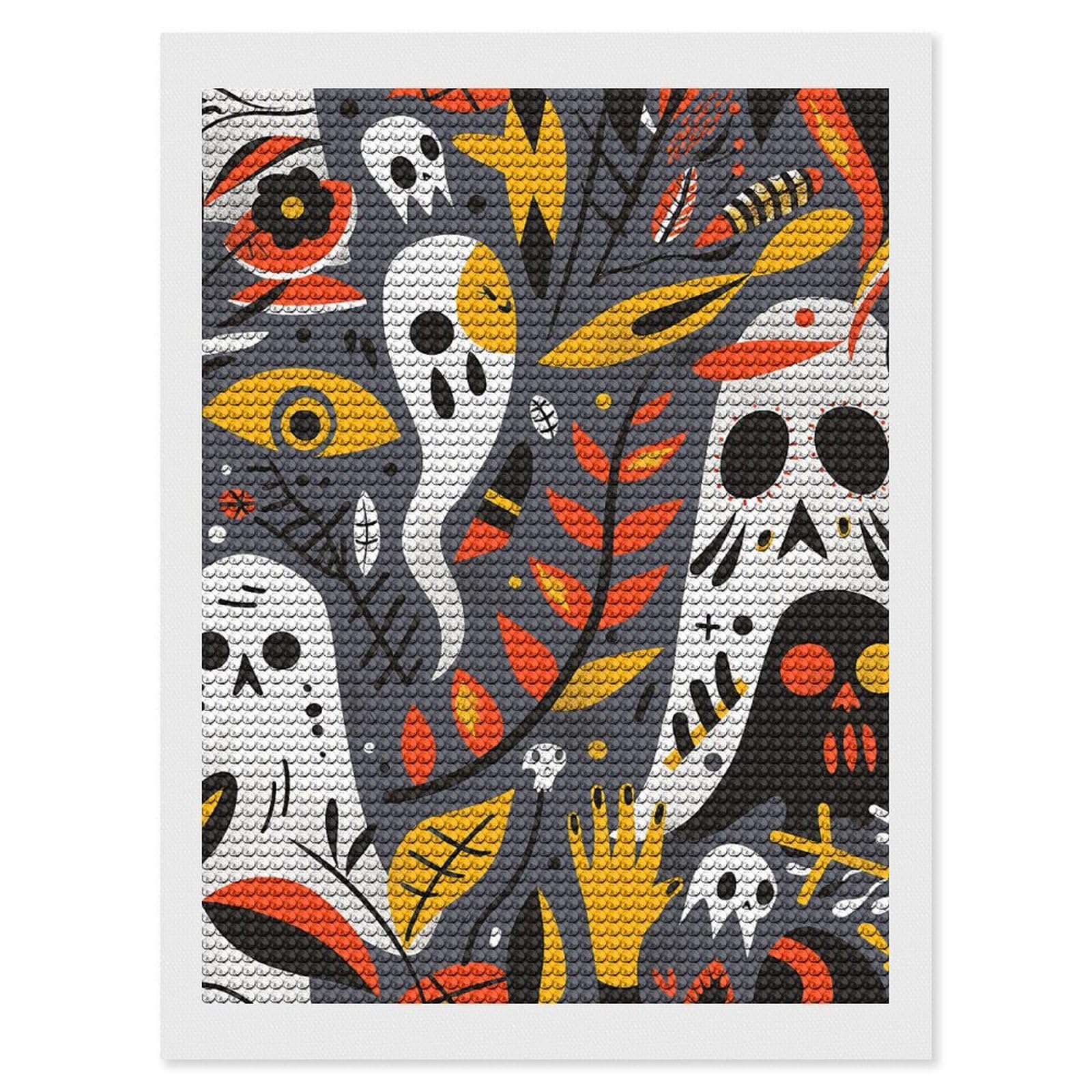 NONHAI Diamond Painting Kits for Adults - DIY Diamond Art Kits for Beginners - Full 5D Paint Drill Diamond Dots Paintings- Ghost Skull Pattern Diamonds Pictures Gem Art and Craft Wall Decor 12"x16"