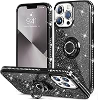 Vista 12 de Thomo Funda compatible con iPhone 13 Pro Max, [Bling Kickstand] Bonita funda protectora de cuerpo completo con diamantes para iPhone 13 Pro Max