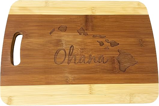 Bamboo - Ohana family Hawaii Cutting Board 14x9.5x.5
