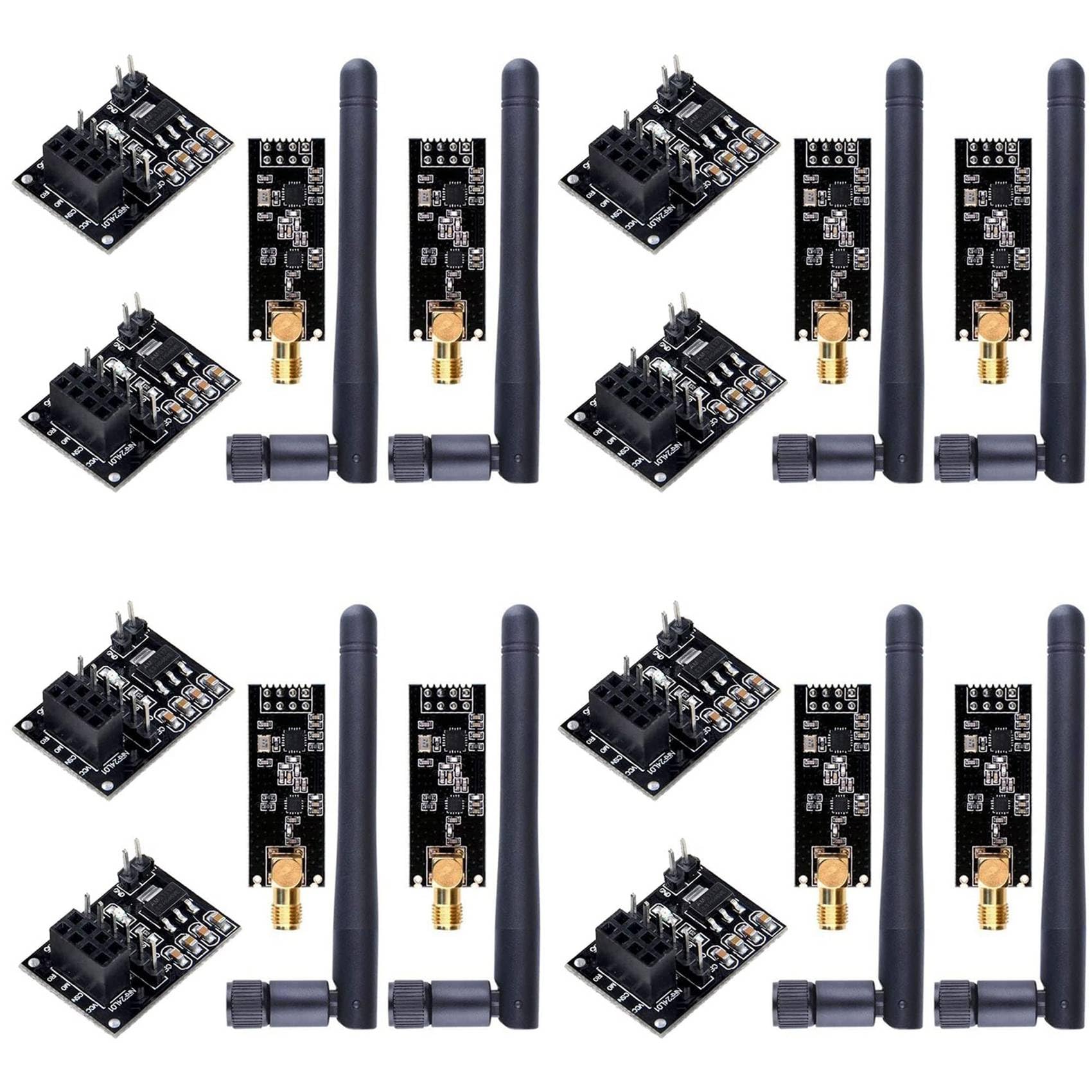 Módulo Transceptor NRF24L01 con antena SMA de 8 piezas para proyectos inalámbricos a 2,4 GHz 8