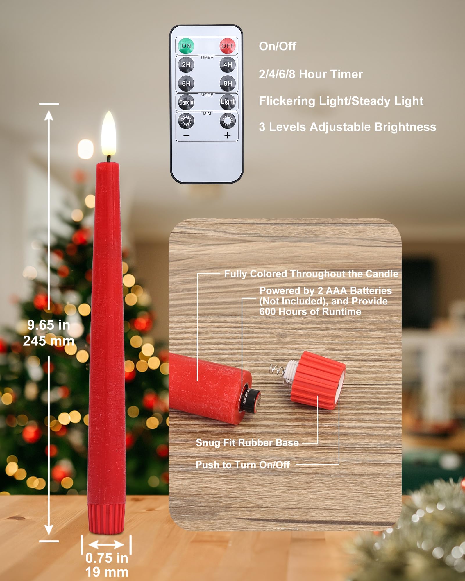 Stmarry Candele a LED in vera cera, senza fiamma, senza fiamma, con telecomando e timer, candele antigoccia a batteria, con fiamma tremolante 3D, set di 6