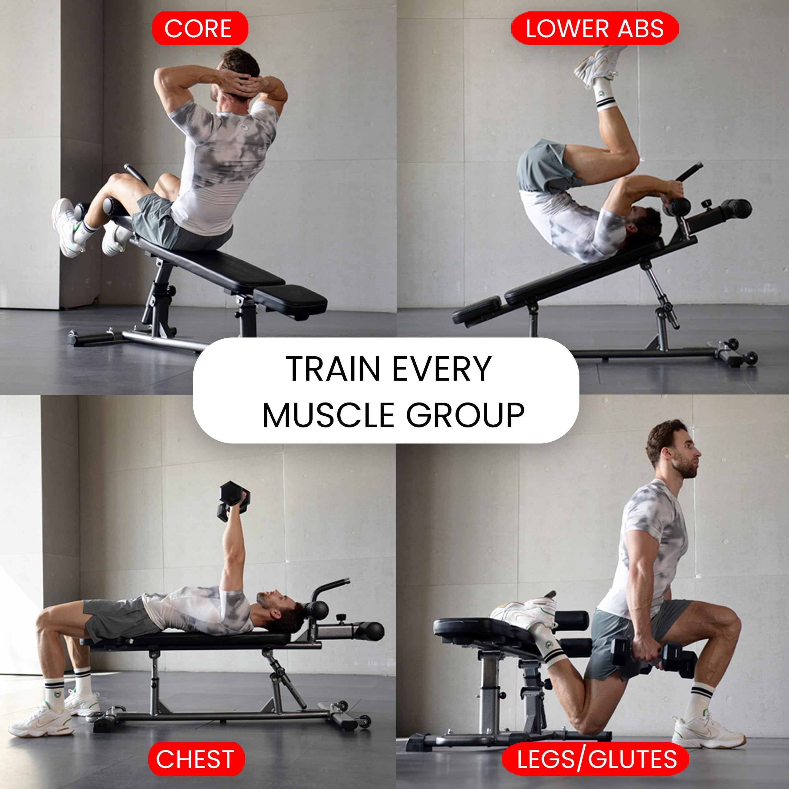 Sit Up Bench with Reverse Crunch Handle for Ab Bench Exercises - Abdominal Exercise Equipment with 3 Adjustable Height Settings