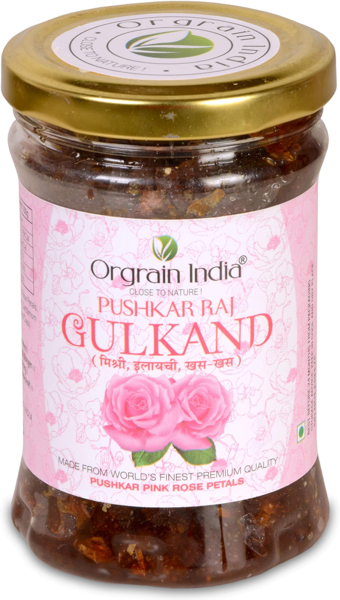 Orgrain India Pushkar Raj Gulkand 300g | Premium Rose Petal Preserve | Ayurvedic Health Supplement | Natural Sweetener & Coolant