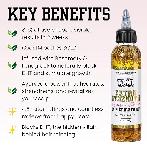 Miniatura 9 de The Mane Attraction Aceite de crecimiento de hierbas de romero + fenogreco extra fuerte Infundido con aceite de ricino para todo tipo de cabello