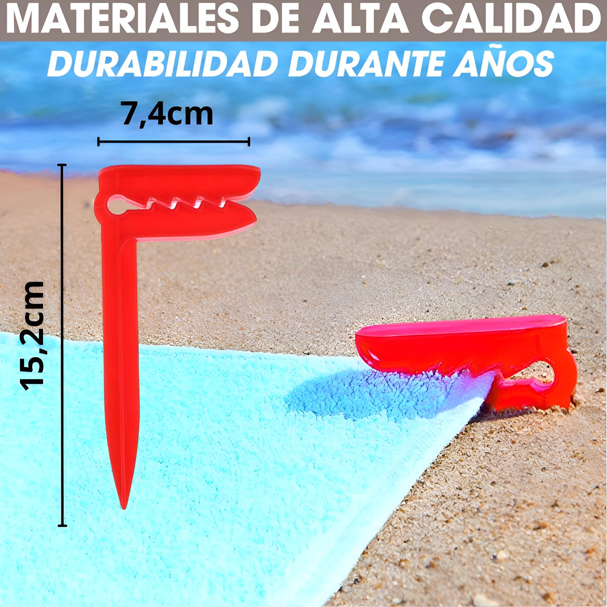 Lot De 4 Grands Piquets De Serviette De Plage Blancs HQ - Clips Jumbo