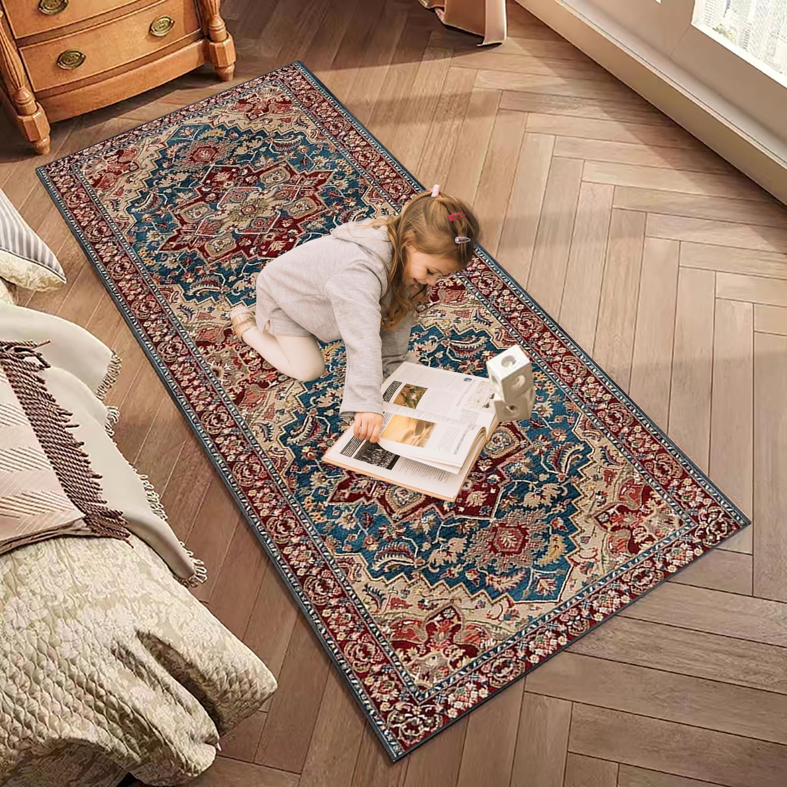 Teppich Läufer für Küche, Flur & Wohnraum 70 x 200 cm Rutschfest Waschbar Küchenteppich Flurteppich Läufer Lang Fußmatte Flur Runner Teppiche kurzflor Korridor Teppich Teppichläufer für Entryway