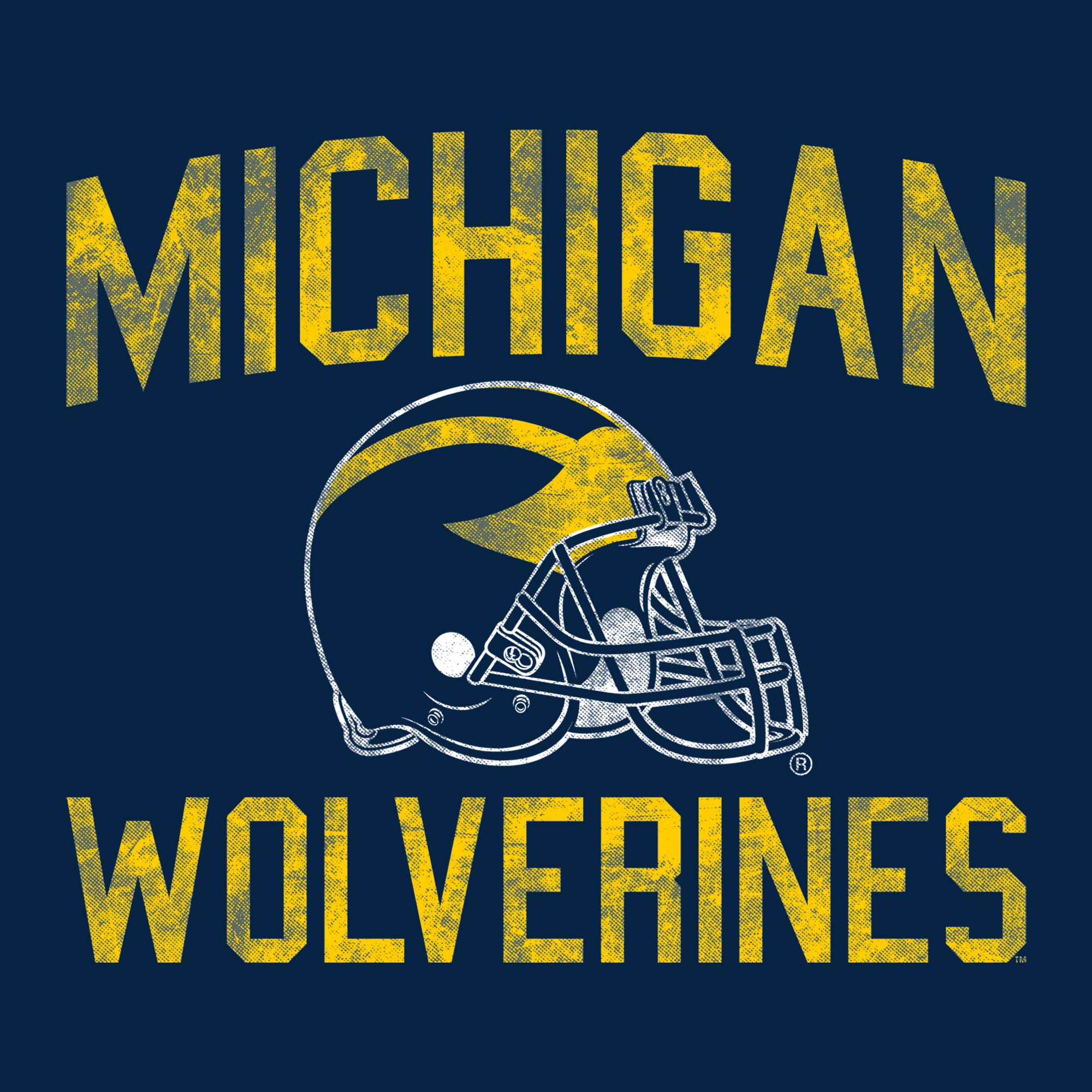UGP Campus Apparel AS1010 - Michigan Wolverines Faded Football Helmet T-Shirt - Large - Navy