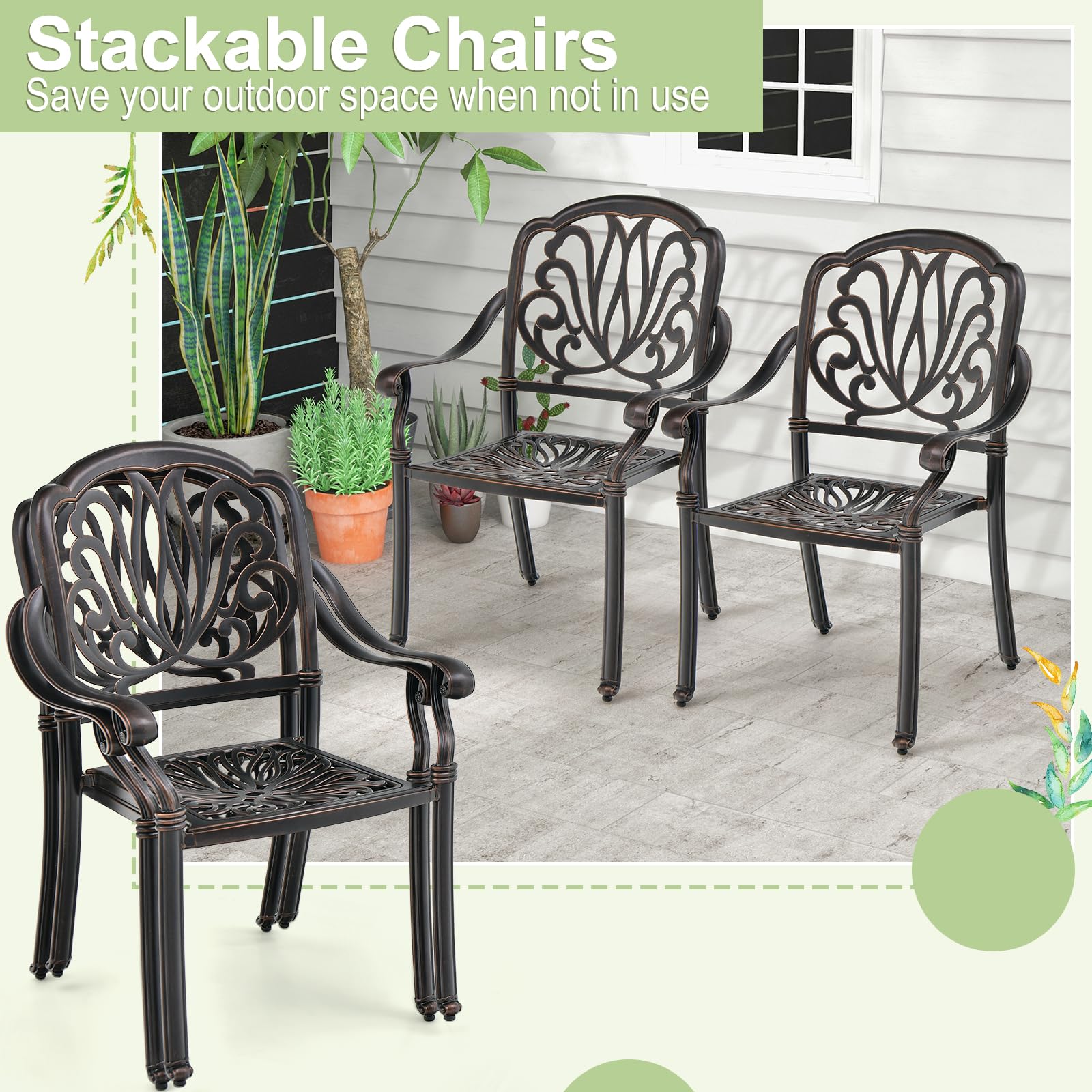 cast aluminum stackable patio chairs