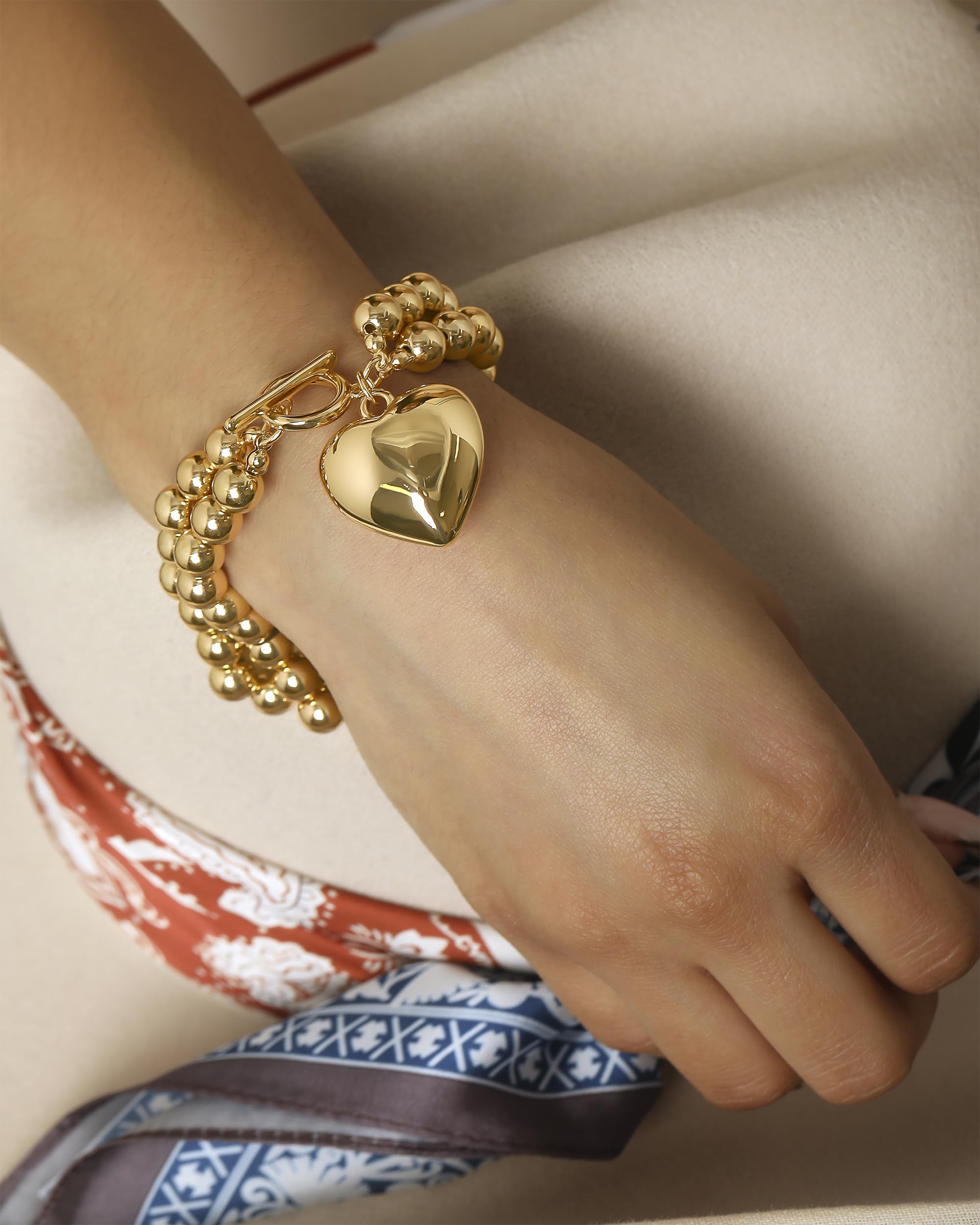 Jessica Simpson Womens Heart Charm Bracelet - 7.5" Gold-Tone Charm Bracelet Jewelry
