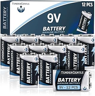 9 Volt Batteries 12 Pack - 9v Alkaline Batteries for Smoke Detectors, Carbon Monoxide Alarms, Security Systems, Walkie Talkies, and More