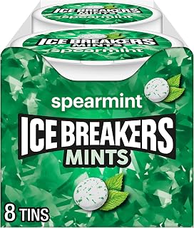 Ice Breakers Spearmint Sugar Free Mints Tins, 1.5oz 8-Pack - Cooling Crystals for Fresh Breath On-the-Go