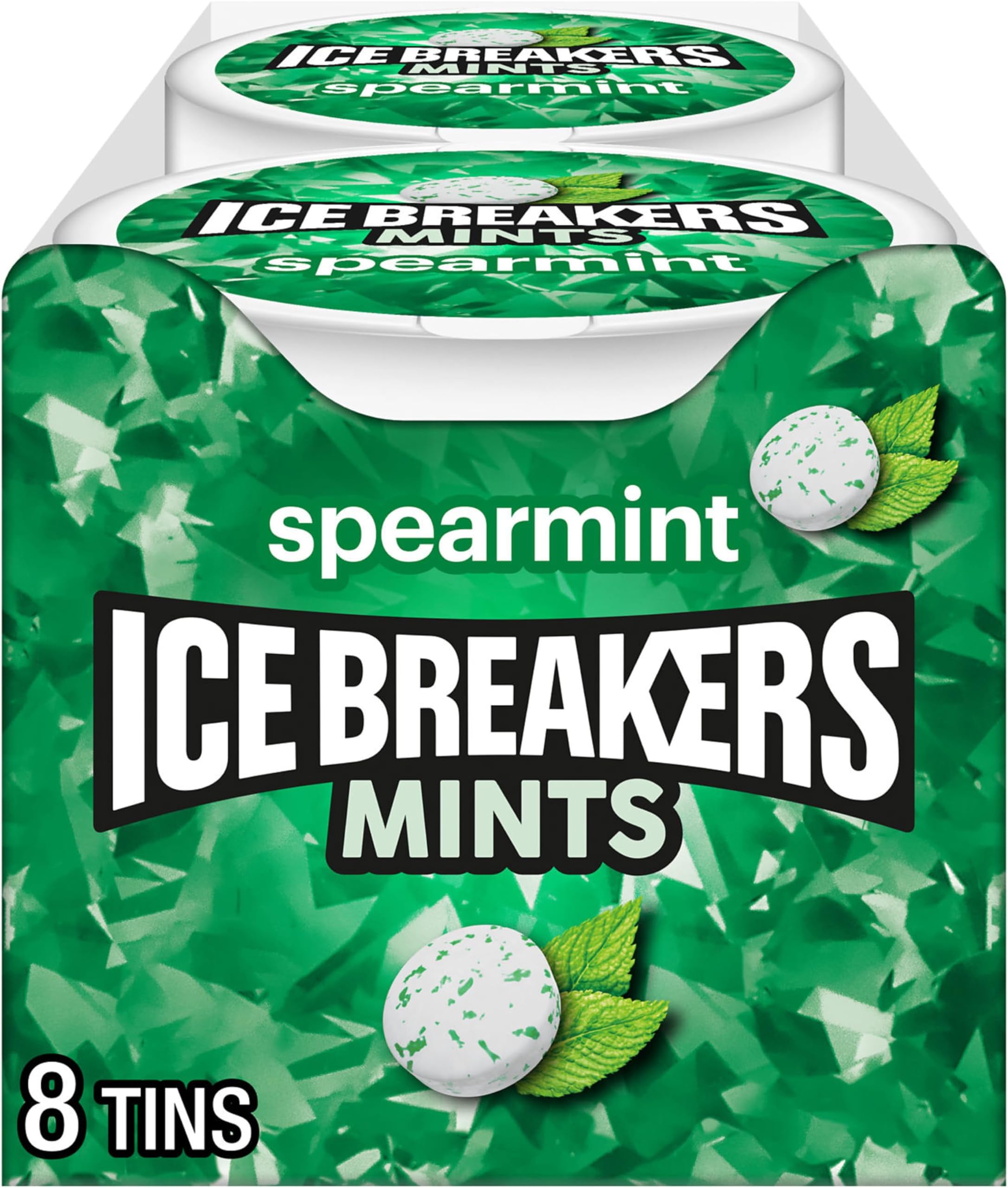 Ice Breakers Sugar Free Mints, Spearmint, 1.5 Ounce -Pack of 8