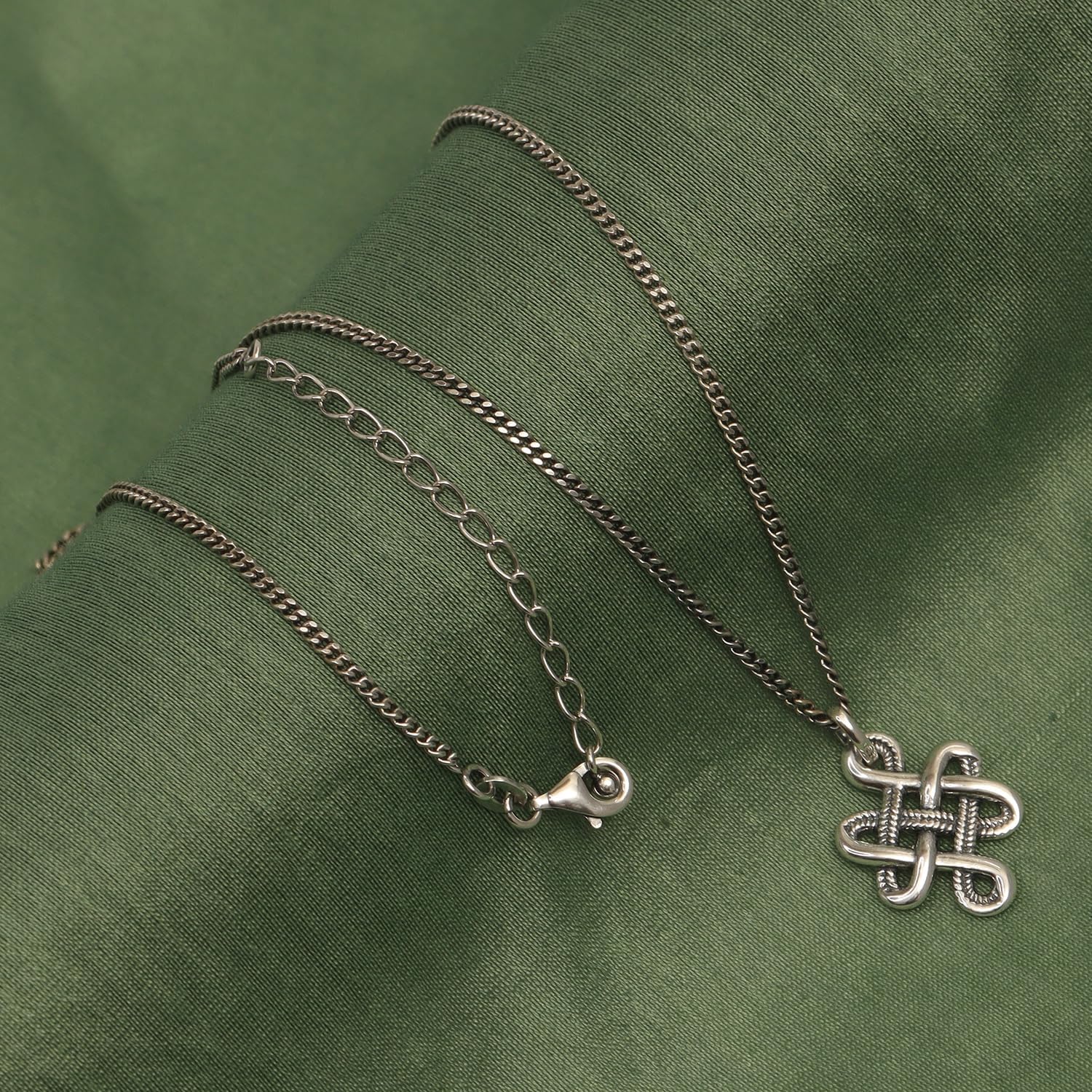 LeCalla 925 Sterling Silver Knot Pendant Necklace for Women | CZ Infinity Celtic Knot Heart Shaped Necklace | Graduation Birthday Gifts for Anniversary - Image 3