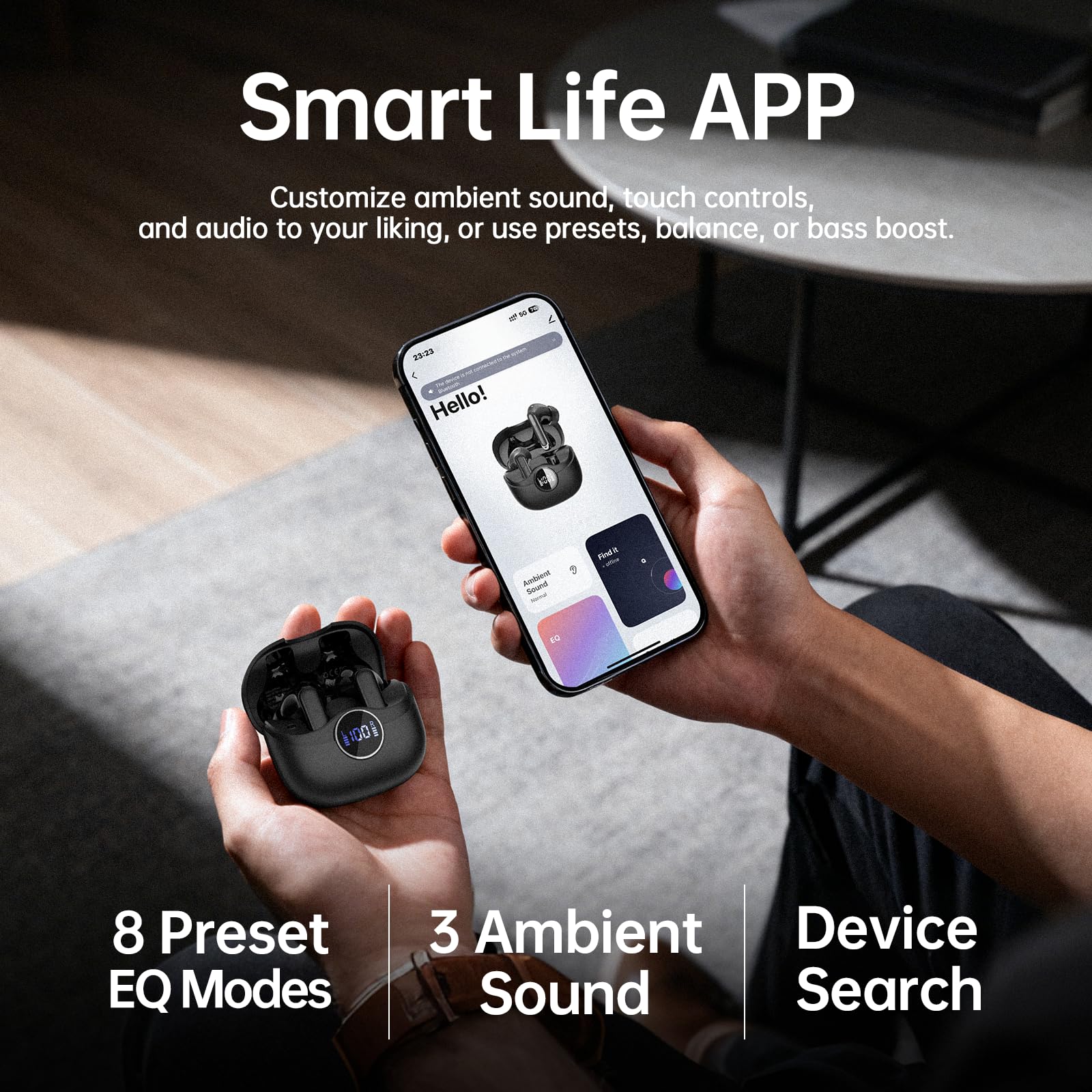 xinwld Cuffie senza fili Bluetooth 5.4, auricolari Bluetooth in-ear senza fili, bassi profondi, ENC Cancelling Mic Wireless Earbuds Wireless Auricolari