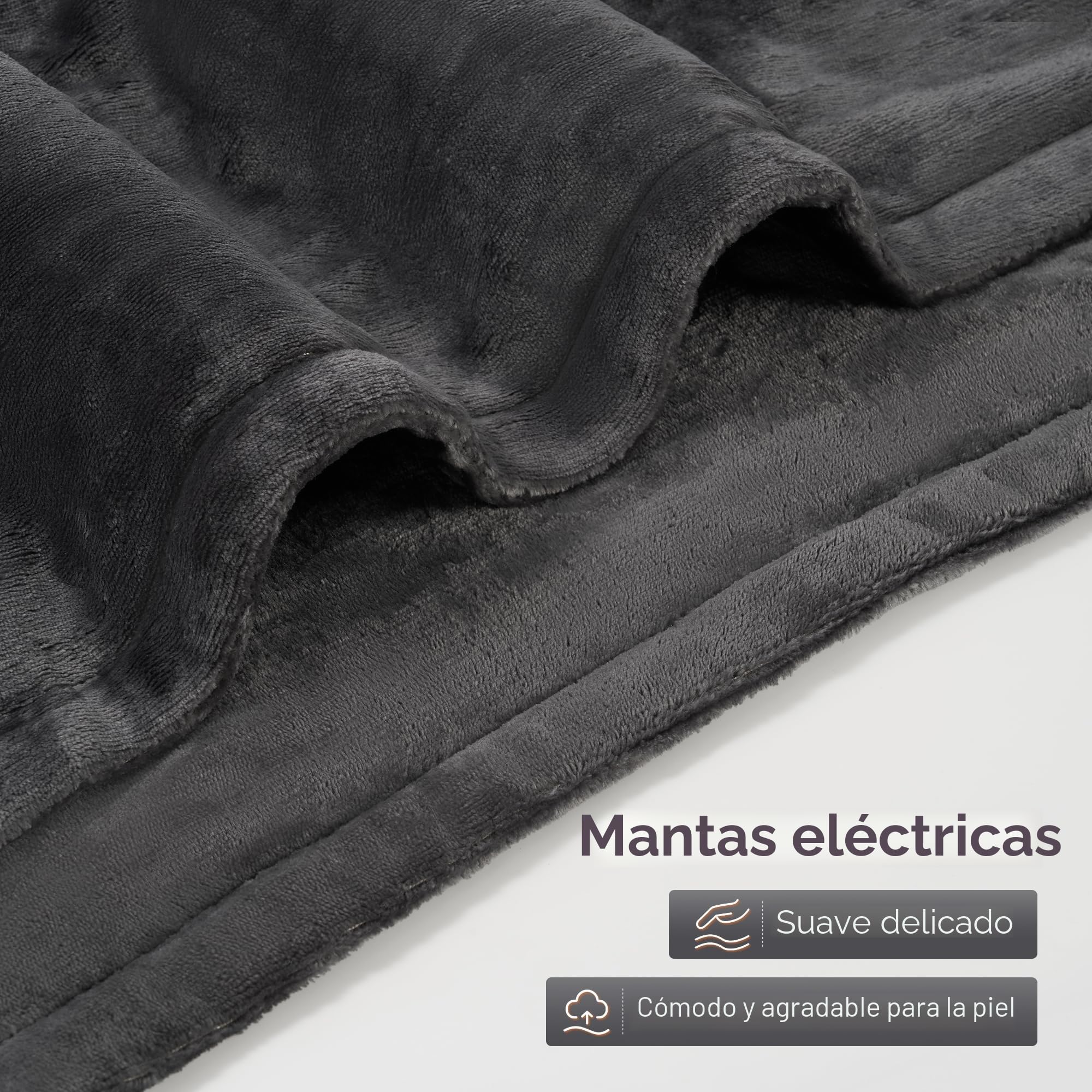 Manta Eléctrica Grande de Franela Doble Cara 150x200 cm - Calefacción Rápida, 4 Niveles de Calor, Apagado Automático de Seguridad (10h), Envoltura Cómoda para Cama y Sofá - Regalo de Invierno