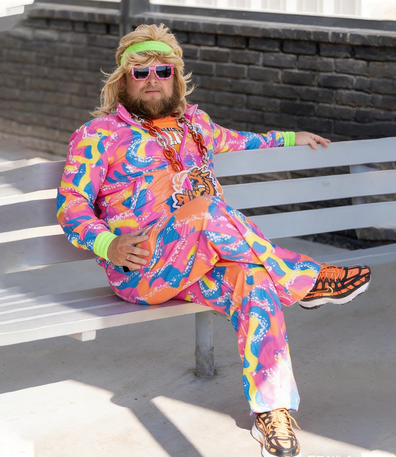 UOUA 80s Outfit Men 90s Tracksuit Costumes Halloween 70s Windbreaker Jacket Track Suit 2 Piece Hip Hop Set - Image 3