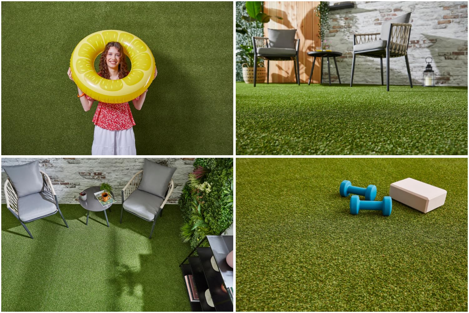 andiamo Kunstrasen Jever – wetterfester Rasenteppich für Balkon, Terrasse & Garten, natürlich grün, 22 mm Gesamthöhe, mit Drainagelöchern & UV-Schutz, leicht zu verlegen, 200 x 100 cm